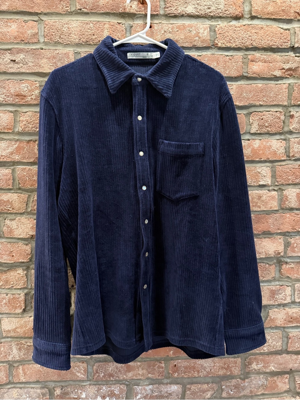 Criquet Velour Pearl Snap in Navy (M)